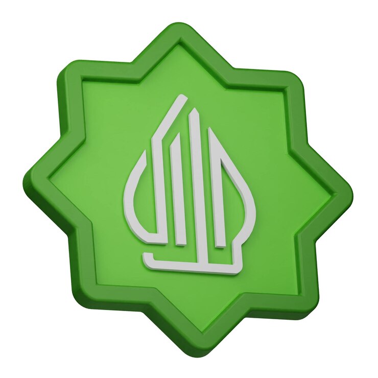 Foto icona 3d del distintivo halal isolata sullo sfondo bianco