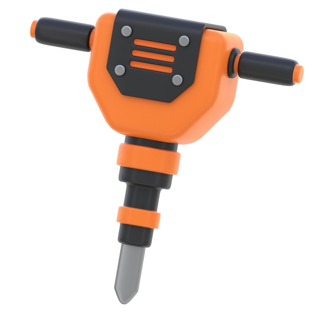 Icona 3D Jack Hammer Illustrazione 3D Elemento 3D Rendering Elementi grafici Elemento di progettazione