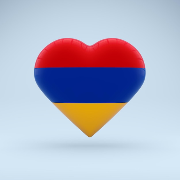 Icona a forma di cuore con l'immagine della bandiera nazionale dell'Armenia come simbolo di orgoglio