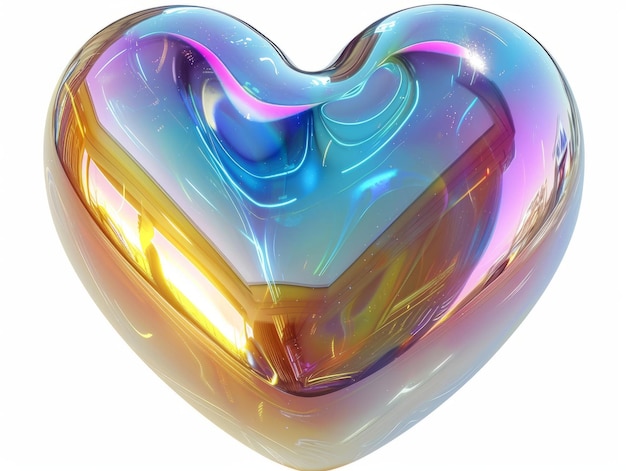 Icona a forma di cuore opale iridescente d al neon lucido a forma di cuore piovoso generato ai