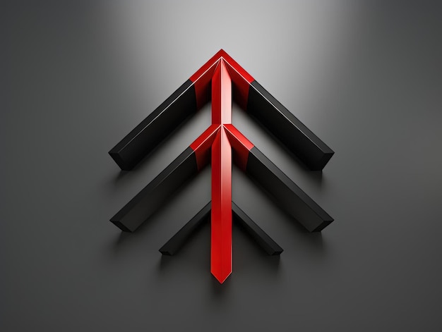 icona a freccia nera con rosso per web trasparente nello stile di Bryce 3d
