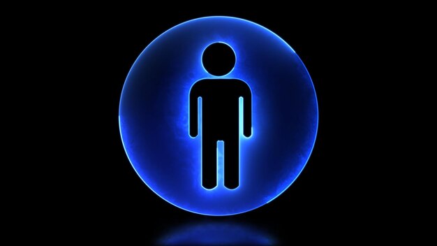 Icona ad anello luminoso per uomini con effetto neon sullo sfondo nero