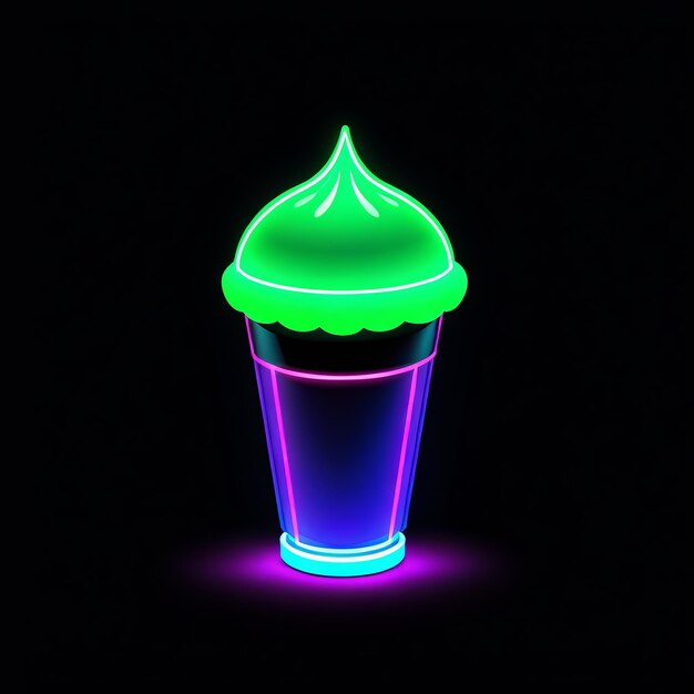 icona al neon verde di un vetro al neon con un neon verde chiaro iconica al neon di un bicchiere al neon con una l neon