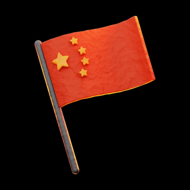 icona bandiera cinese premium rendering 3d su sfondo isolato