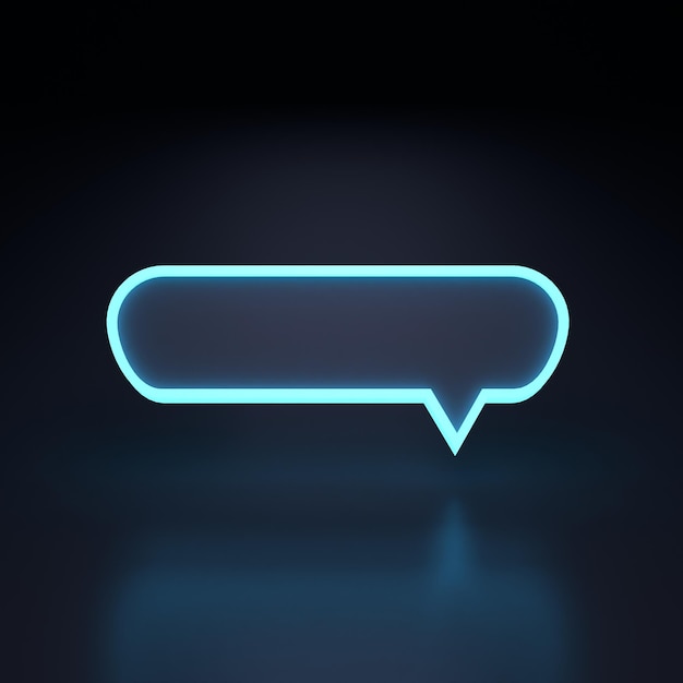 Icona chat Concetto di comunicazione Elemento neon su sfondo nero Illustrazione di rendering 3D