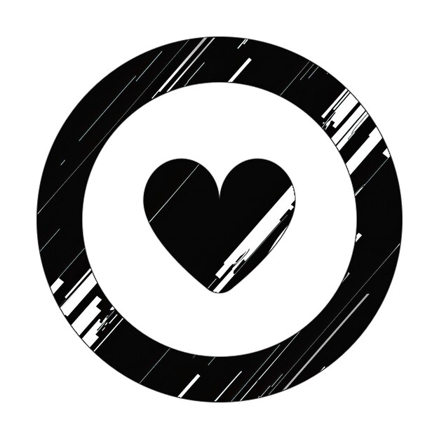 icona del cerchio cuore texture diagonale bianca e nera