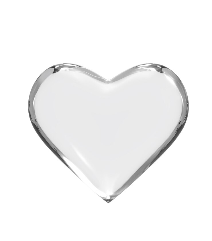 Foto icona del cuore di vetro isolata su sfondo bianco illustrazione 3d