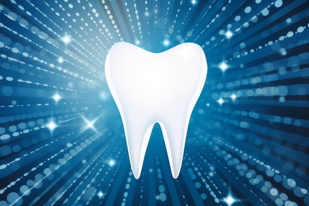 Icona del dente sano in cerchi mezzitoni a forma di starburst