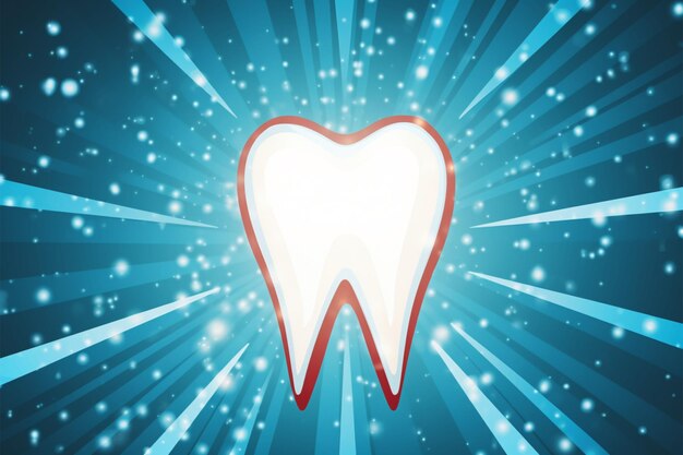 Icona del dente sano in cerchi mezzitoni a forma di starburst