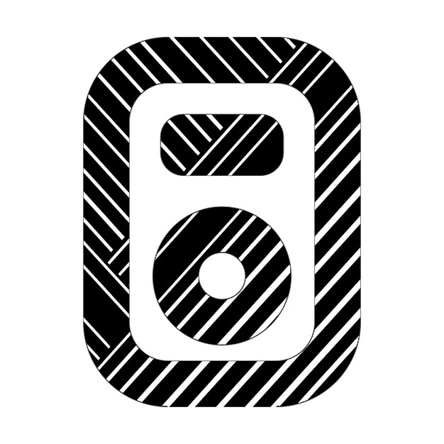 icona del lettore mp3 linee diagonali bianche e nere