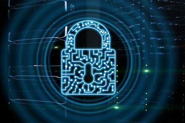 Icona del lucchetto di sicurezza informatica Informazioni sulla privacy Protezione dei dati Internet e concetto di tecnologia