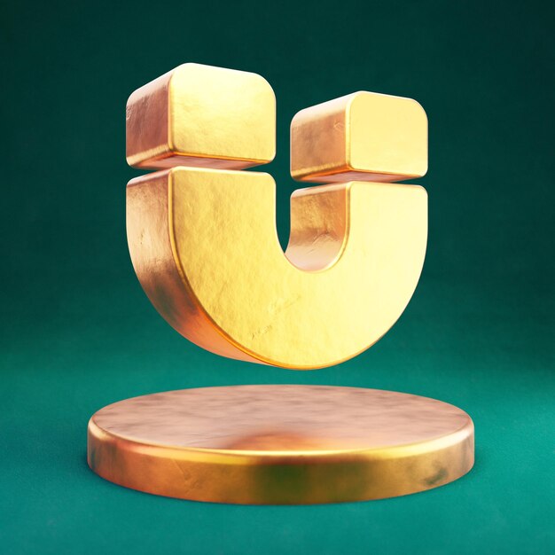 Icona del magnete. Simbolo Fortuna Gold Magnet con sfondo Tidewater Green. 3D ha reso l'icona dei social media.