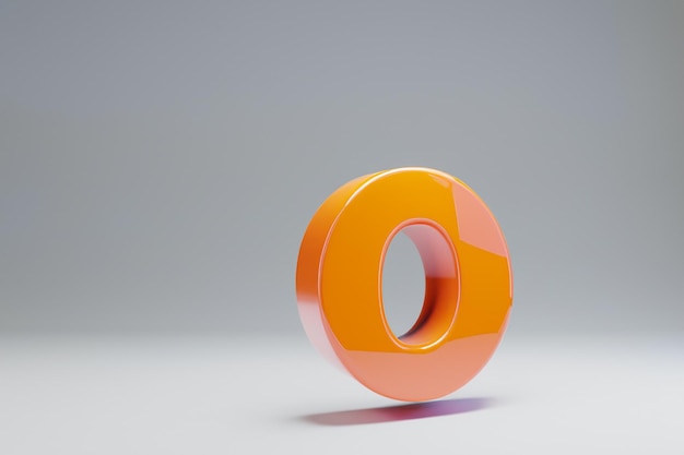 Icona del numero 0 arancione caldo lucido volumetrico isolata su sfondo bianco