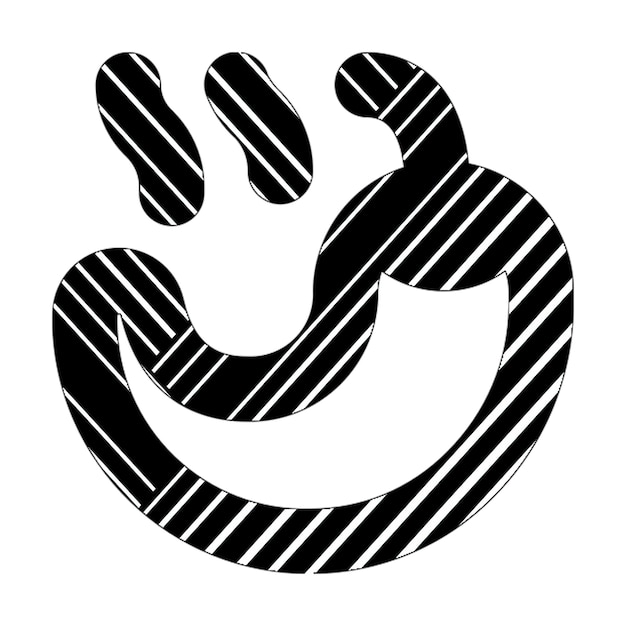 icona del pepe caldo linee diagonali bianche e nere