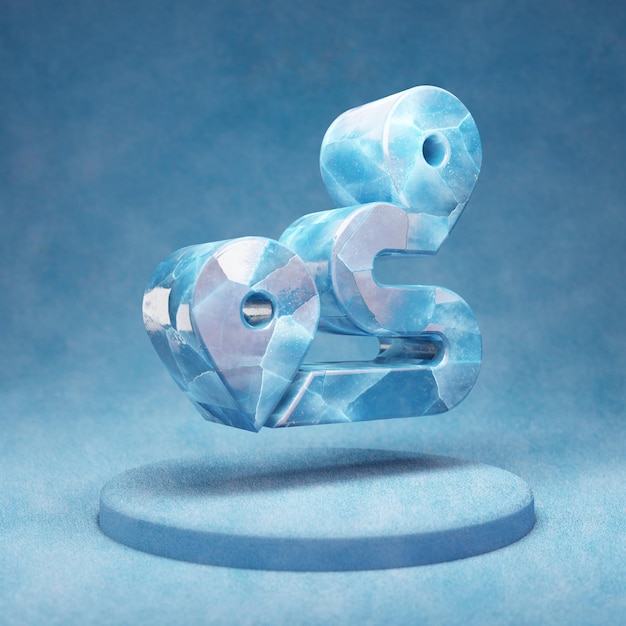 Icona del percorso. Simbolo blu incrinato della rotta del ghiaccio sul podio blu della neve. Icona social media per sito Web, presentazione, elemento modello di design. Rendering 3D.