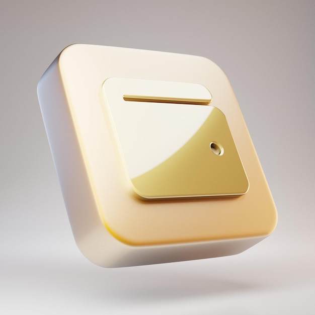 Icona del portafoglio. Simbolo del portafoglio dorato su placca in oro opaco. 3D ha reso l'icona dei social media.