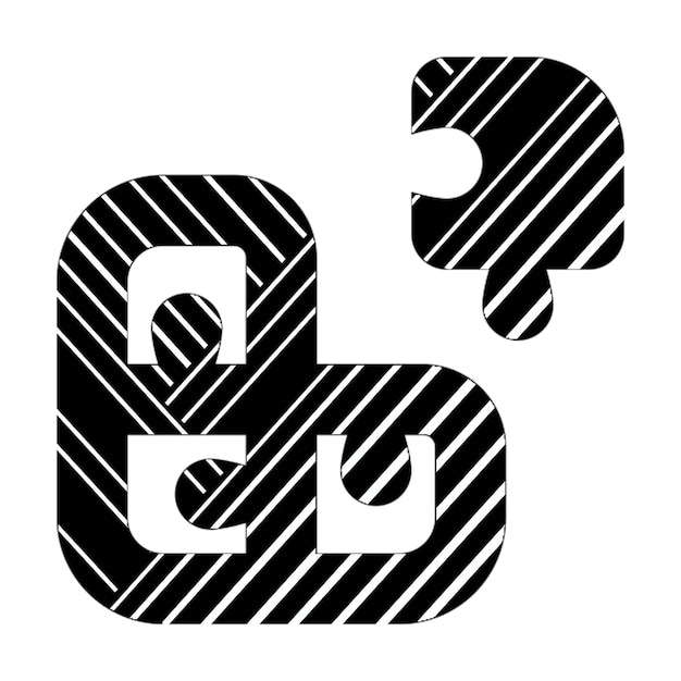 icona del puzzle alt linee diagonali bianche e nere