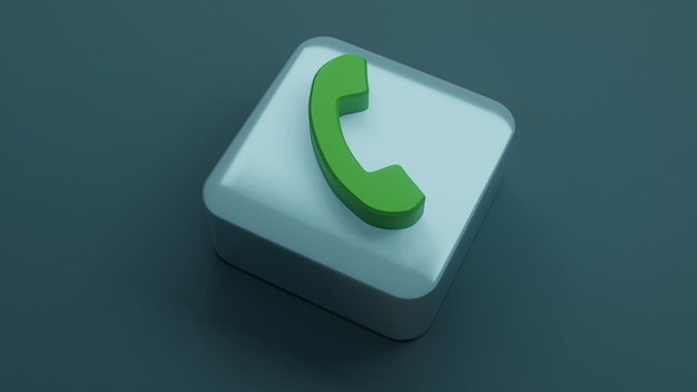 Icona del telefono a forma quadrata, rendering 3d
