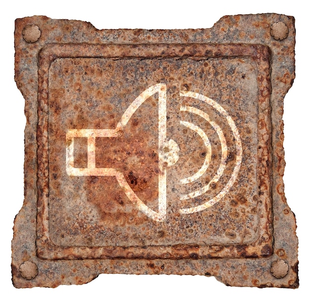 icona dell'altoparlante vecchio metallo