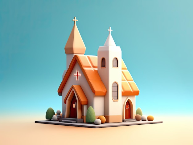 icona dell'app cristiana della chiesa in stile 3d isolata su sfondo colorato IA generativa