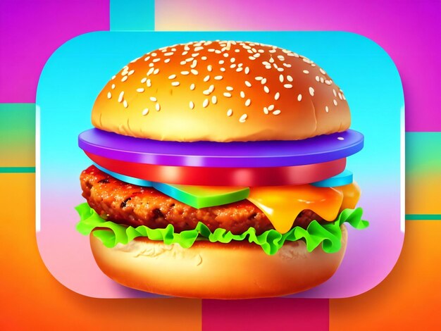 icona dell'app hamburger stile 3d isolata su sfondo colorato ai generato