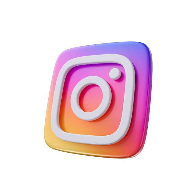 Icona dell'app Instagram 3D rendering illustrazione su sfondo bianco