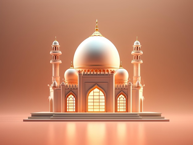 icona dell'app per l'islam musulmano della moschea in stile 3d isolata su sfondo colorato IA generativa