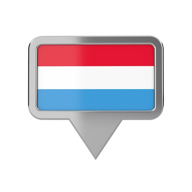 Icona dell'indicatore di posizione della bandiera del Lussemburgo Rendering 3D