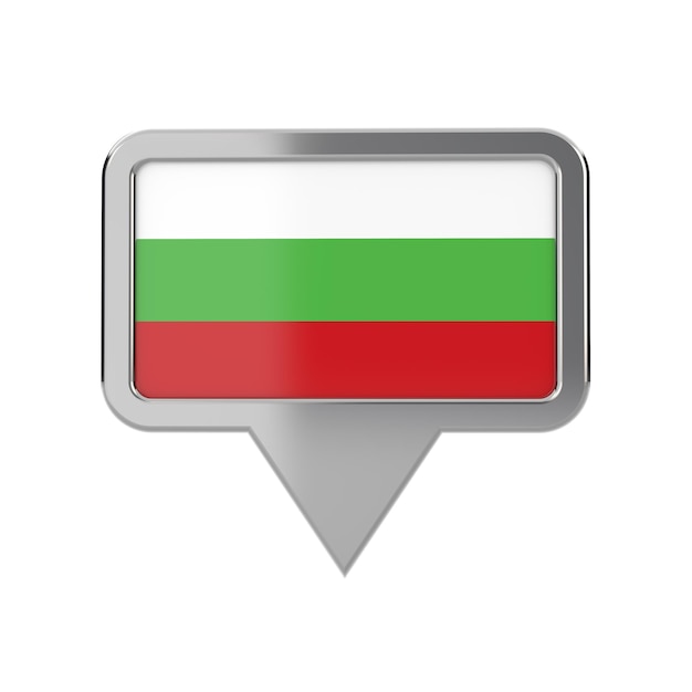 Icona dell'indicatore di posizione della bandiera della Bulgaria Rendering 3D