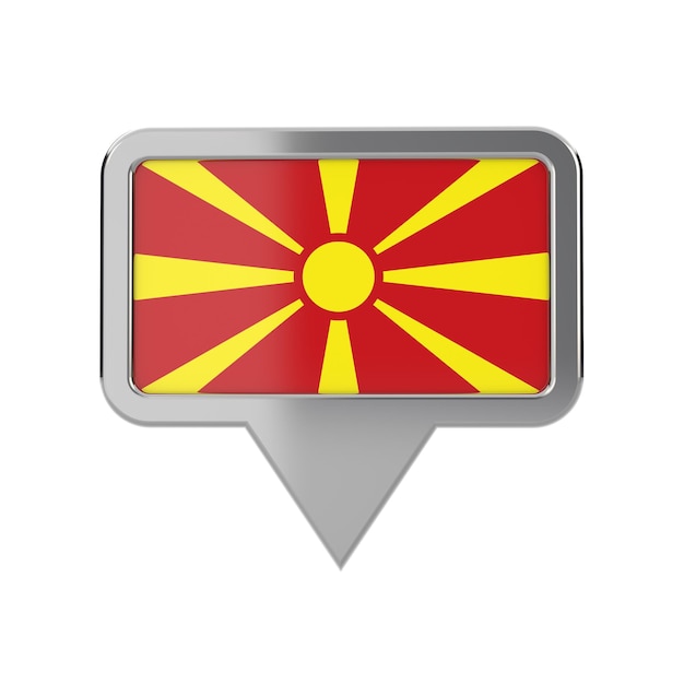 Icona dell'indicatore di posizione della bandiera della Macedonia Rendering 3D