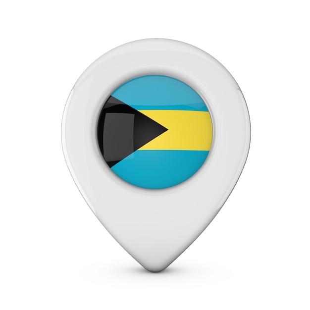 Icona dell'indicatore di posizione della bandiera delle Bahamas Rendering 3D