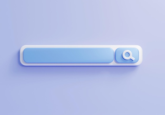 Icona dell'interfaccia utente della barra di ricerca 3D su sfondo blu