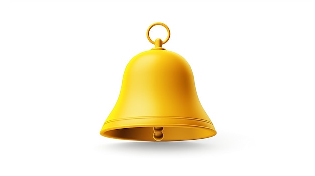 Icona della campana della scuola gialla rendering 3d su sfondo bianco isolato