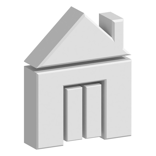 Icona della casa 3D su sfondo bianco