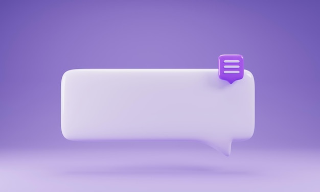 Icona della chat a bolle isolata su sfondo viola illustrazione del rendering 3d