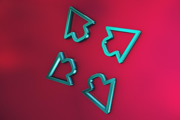 icona della freccia 3d su sfondo rosa di riflessione
