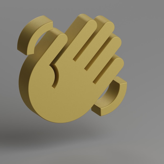 Icona della mano che agita Simbolo giallo Icone sociali su sfondo grigio Illustrazione di rendering 3D modello di sfondo