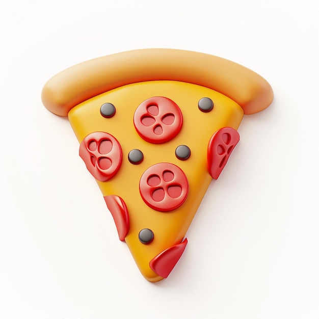 icona della pizza carina rendering 3D sullo sfondo bianco AI generativa