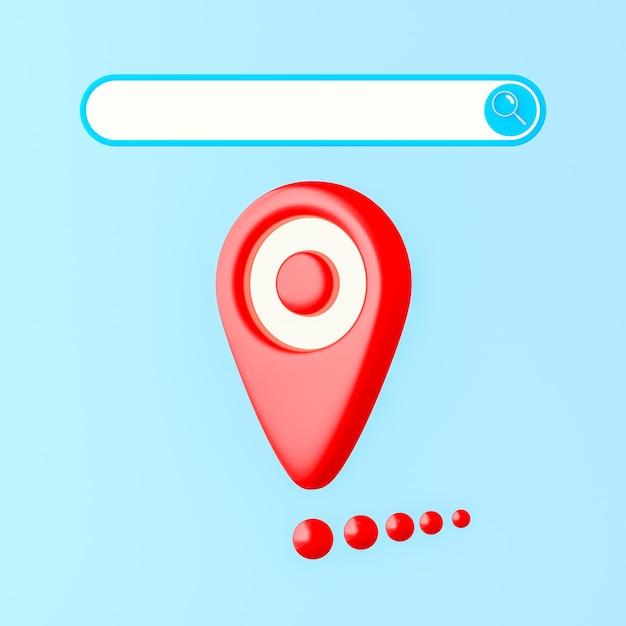 Icona della posizione per cercare un luogo. rendering 3d