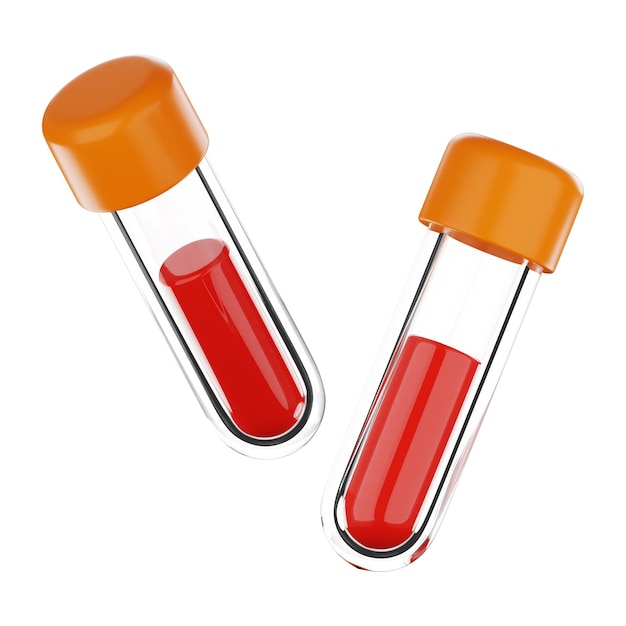 Icona della provetta per analisi del sangue di laboratorio Premium rendering 3d su sfondo isolato