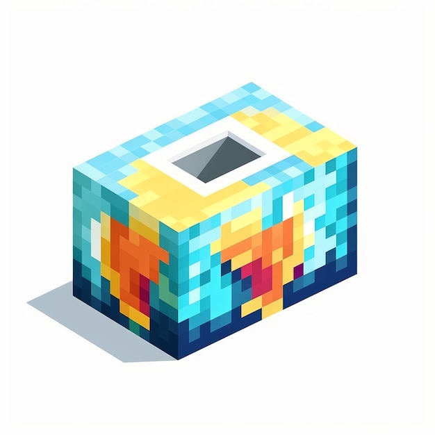 Icona della scatola del tessuto pixelata su sfondo bianco