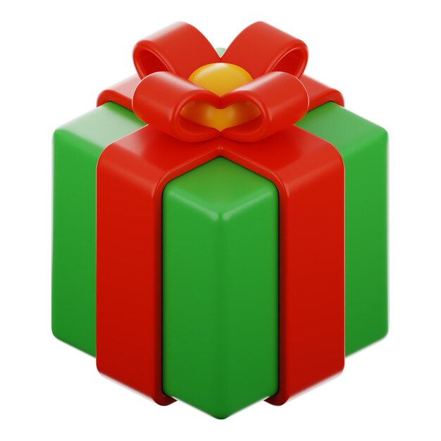 Icona della scatola regalo invernale di Natale Premium rendering 3d su sfondo isolato