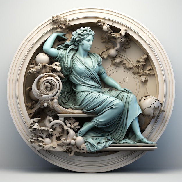 Icona della statua greca isolata illustrazione del rendering 3d