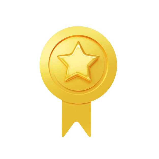 Icona della stella della moneta 3D. Medaglia d'oro del vincitore. Qualità premium, simbolo di garanzia