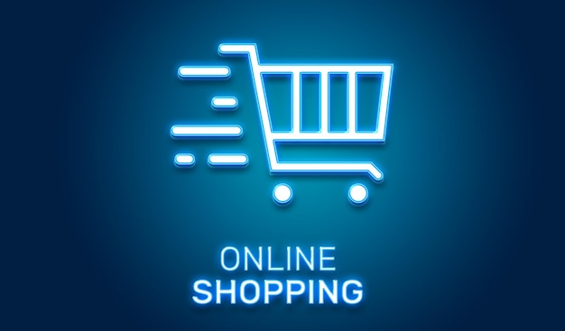 icona dello shopping online al neon