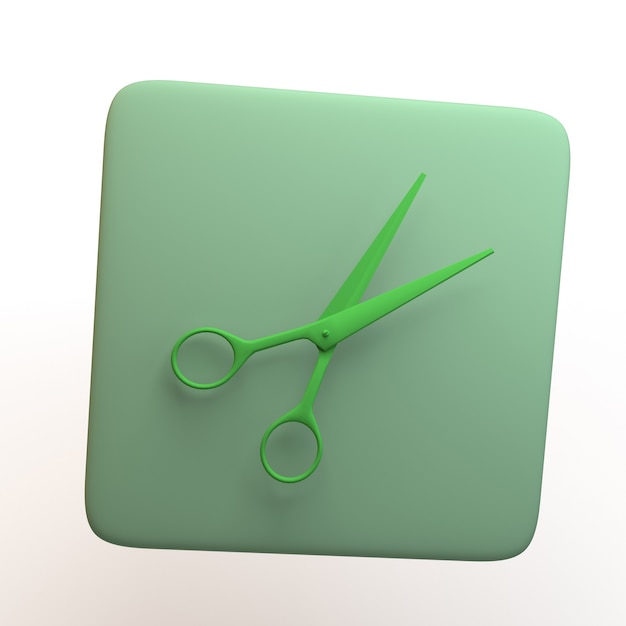Icona di artigianato con le forbici isolato su priorità bassa bianca. App. illustrazione 3D.