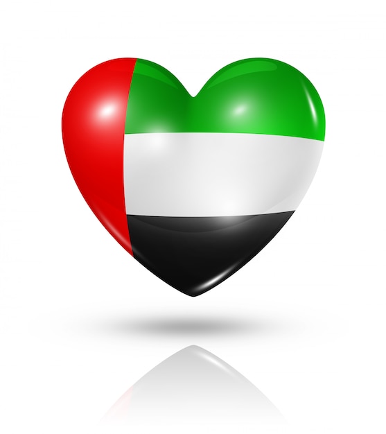 Icona di bandiera del cuore di amore Emirati Arabi Uniti