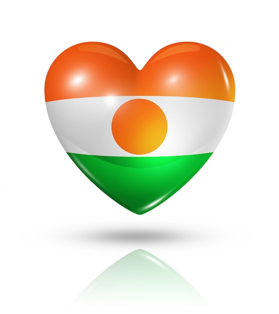 Icona di bandiera del cuore di amore Niger