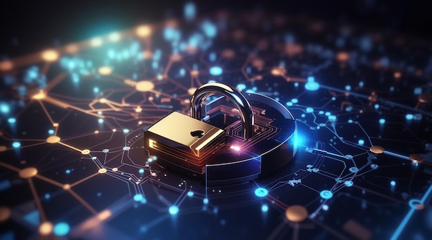 Icona di blocco sicurezza informatica dati digitali protezione della rete futura tecnologia sfondo della rete