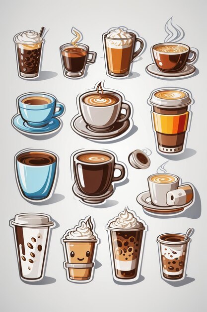 icona di cartone animato calda tazza di caffè sfondo bianco senza sfondo illustrazione 4K